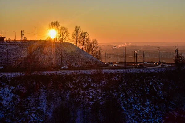 Belo Pôr Sol Cidade Nizhny Novgorod — Fotografia de Stock