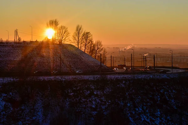 Belo Pôr Sol Cidade Nizhny Novgorod — Fotografia de Stock