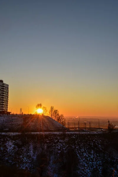 Belo Pôr Sol Cidade Nizhny Novgorod — Fotografia de Stock