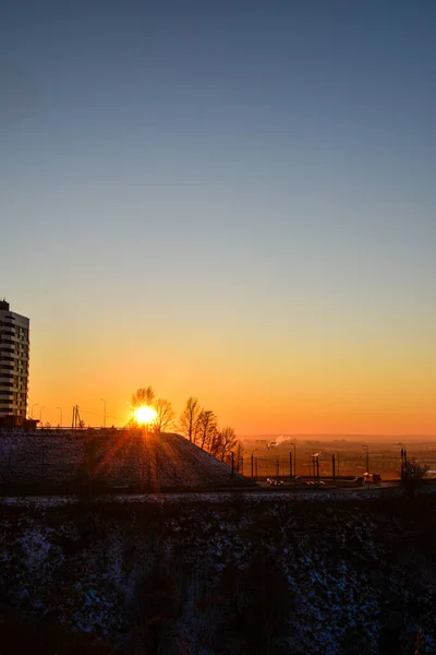 Krásný Západ Slunce Městě Nižný Novgorod — Stock fotografie