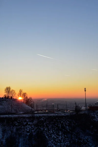 Belo Pôr Sol Cidade Nizhny Novgorod — Fotografia de Stock