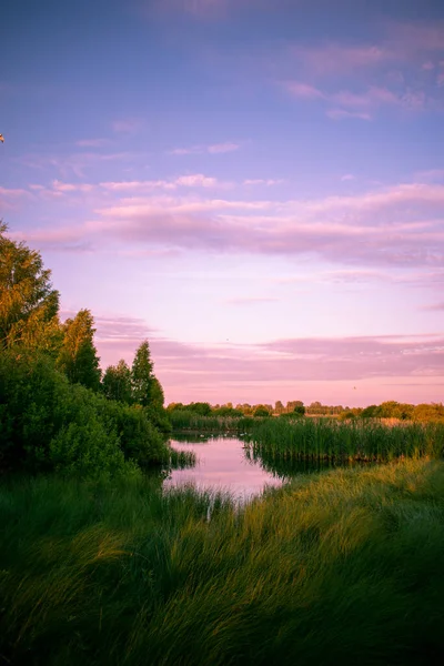 Suave Amanecer Sobre Lago Verano — Foto de Stock