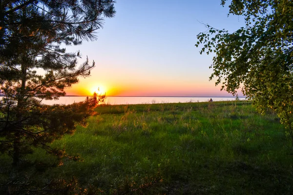 Hermoso Atardecer Río Volga — Foto de Stock