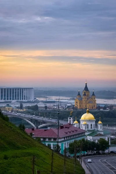 Gyönyörű Naplemente Nyizsnyij Novgorod Felett — Stock Fotó