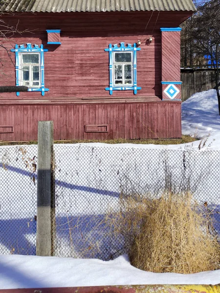 Belle Maison Bois Dans Village Printemps — Photo