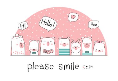 El çizimi stili. Sevimli ayı çizgi filmi karalama pastel duvar kağıdı