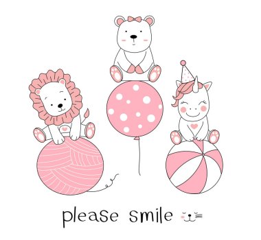 El çizimi beyaz şirin hayvan çizgi filmi