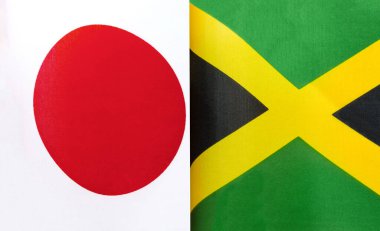 Japonya ve Jamaika 'nın ulusal bayraklarının parçaları.