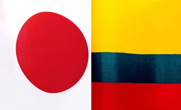Fragmentos Las Banderas Nacionales Japón Colombia —  Fotos de Stock