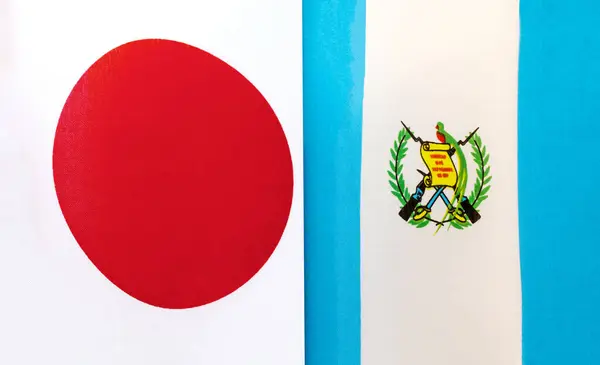Fragmentos Las Banderas Nacionales Japón Guatemala — Foto de Stock