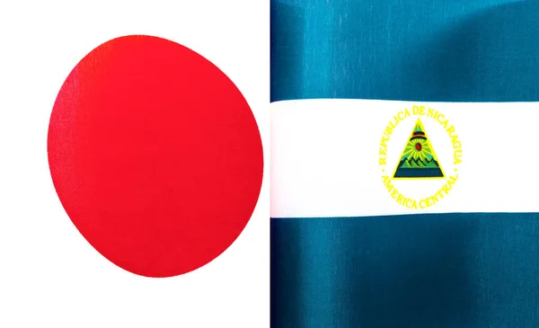 Fragmentos Las Banderas Nacionales Japón República Nicaragua — Foto de Stock