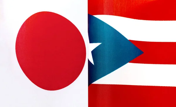 Fragmentos Las Banderas Nacionales Japón Puerto Rico —  Fotos de Stock