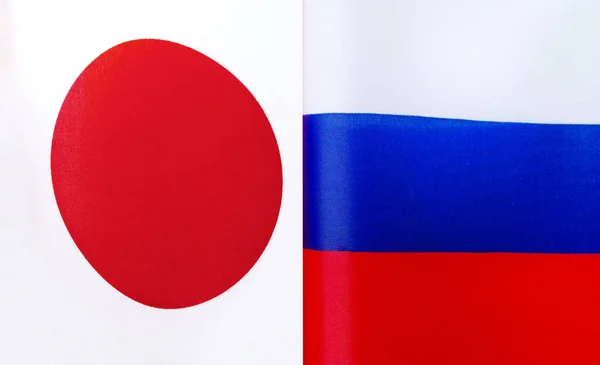 Fragments National Flags Japan Russia Close — Stock Photo, Image