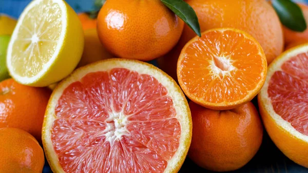 Tangerines Lemon Jeruk Jeruk Jeruk Limes Jeruk Menutup Pada Latar — Stok Foto