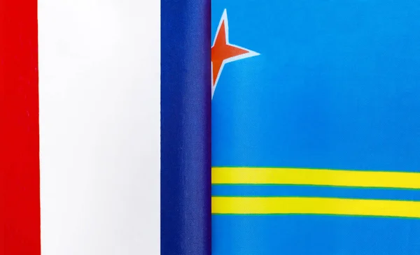 Fragmentos Las Banderas Nacionales Francia Aruba Cerca —  Fotos de Stock
