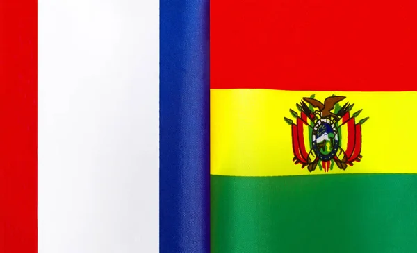 Fragmentos Las Banderas Nacionales Francia Del Estado Bolivia —  Fotos de Stock