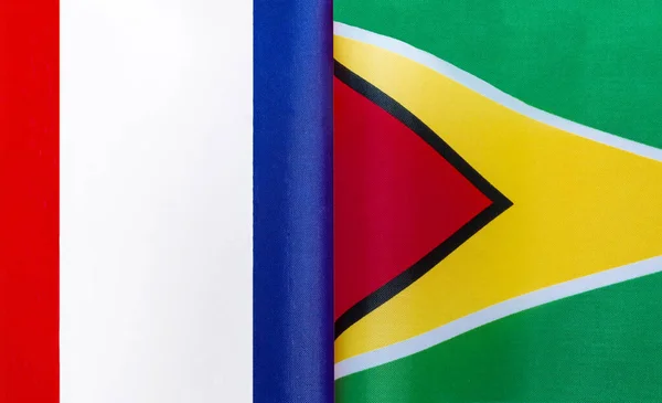 Fragmentos Las Banderas Nacionales Francia República Guyana —  Fotos de Stock
