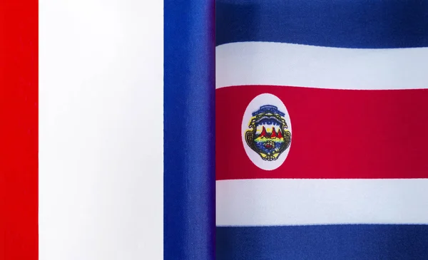 Fragmentos Las Banderas Nacionales Francia República Costa Rica —  Fotos de Stock