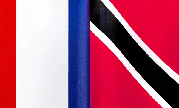 Fragmentos Las Banderas Nacionales Francia República Trinidad Tobago —  Fotos de Stock