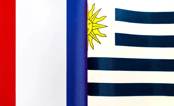Fragmentos Las Banderas Nacionales Francia Uruguay —  Fotos de Stock