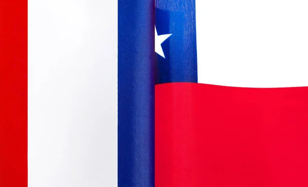 Fragmentos Las Banderas Nacionales Francia República Chile —  Fotos de Stock