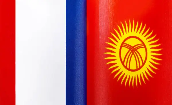 Fragments National Flags France Kyrgyzstan Close — Stockfoto