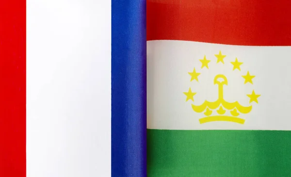 Fragmentos Las Banderas Nacionales Francia Tayikistán —  Fotos de Stock
