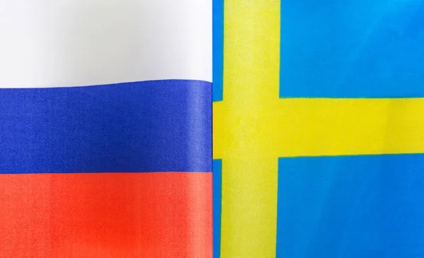 Фрагменты Национальных Флагов России Швеции Крупным Планом — стоковое фото