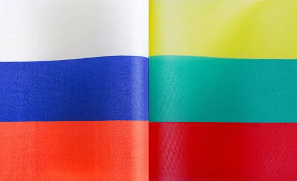 Фрагменты Национальных Флагов России Литвы Крупным Планом — стоковое фото