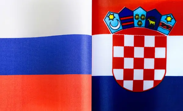 Fragmentos Las Banderas Nacionales Rusia Croacia — Foto de Stock