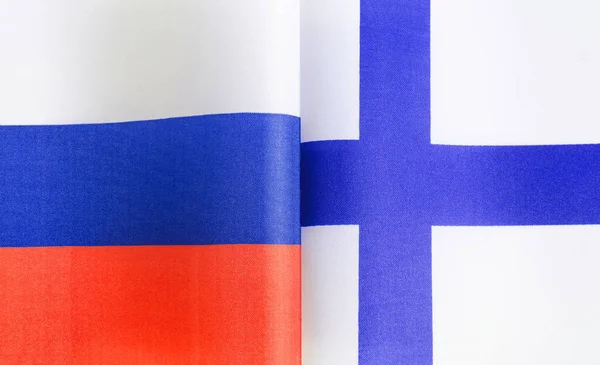 Фрагменты Национальных Флагов России Финляндии Крупным Планом — стоковое фото