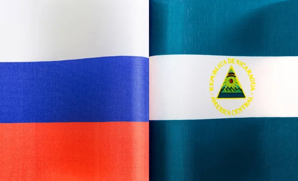 Fragmentos Las Banderas Nacionales Rusia República Nicaragua — Foto de Stock