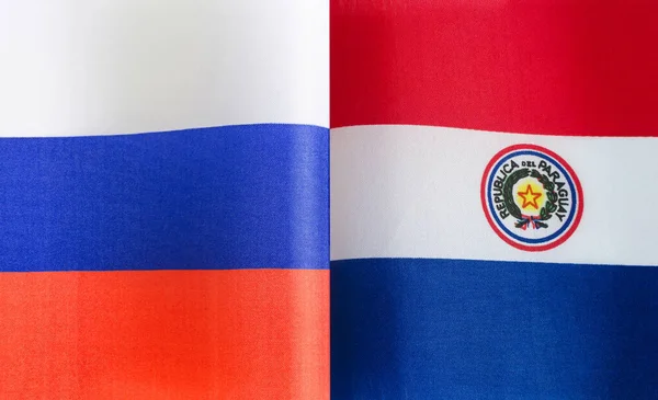 Fragmentos Las Banderas Nacionales Rusia República Del Paraguay —  Fotos de Stock