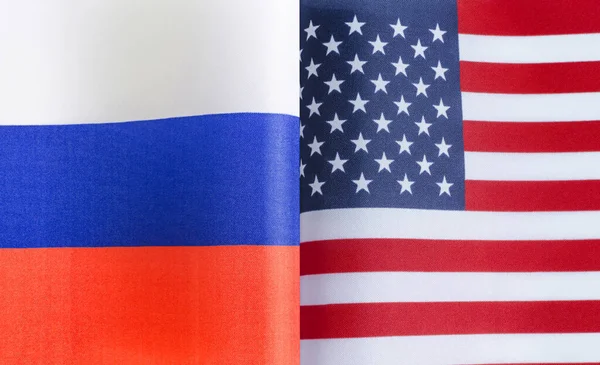 Fragments National Flags Russia United States Close — Stock Photo, Image