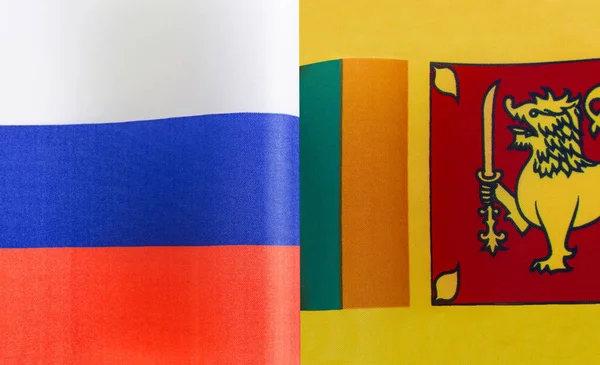 Fragmentos Las Banderas Nacionales Rusia Sri Lanka —  Fotos de Stock