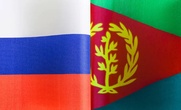 Fragments State Flags Russia State Eritrea Close — Stock Photo, Image