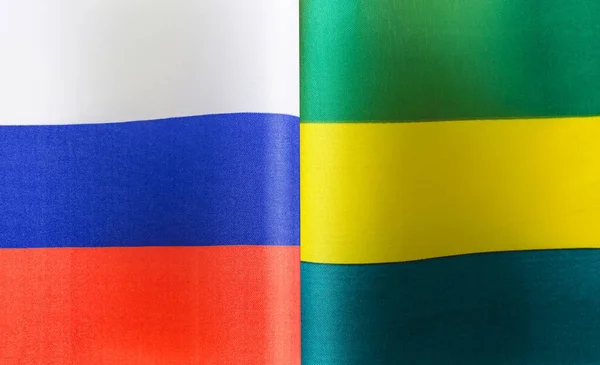 Les Drapeaux Nationaux Russie République Gabonaise Gros Plan — Photo