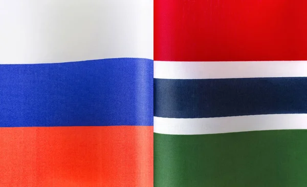 Fragmentos Las Banderas Nacionales Rusia República Gambia —  Fotos de Stock