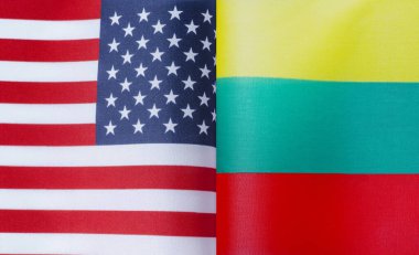 ABD ve Litvanya 'nın ulusal bayraklarının parçaları yakın planda