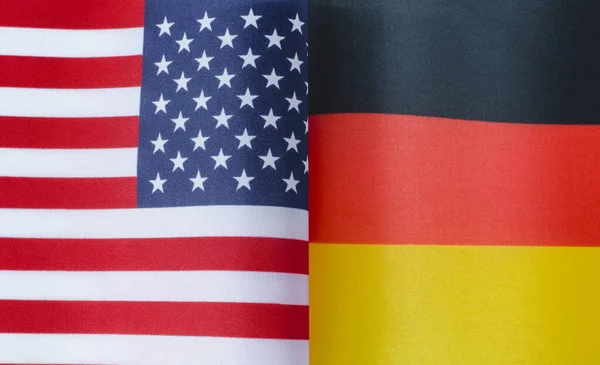 Fragmentos Las Banderas Nacionales Estados Unidos Alemania Primer Plano —  Fotos de Stock
