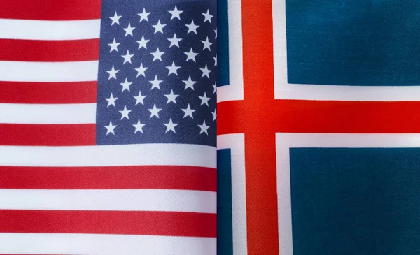 Fragmenty Národních Vlajek Spojených Států Islandu Detailu — Stock fotografie