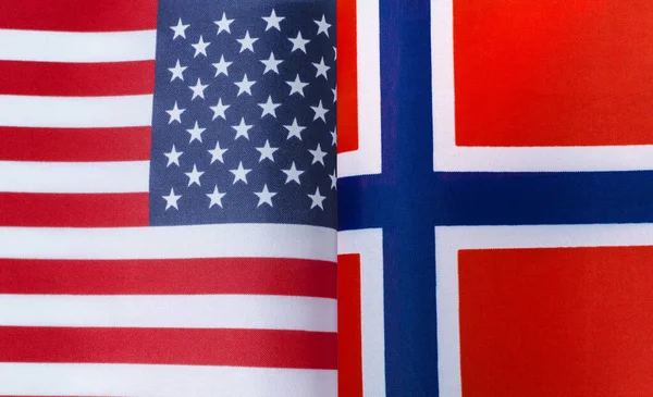 Fragments National Flags Usa Norway Close — Stock Photo, Image