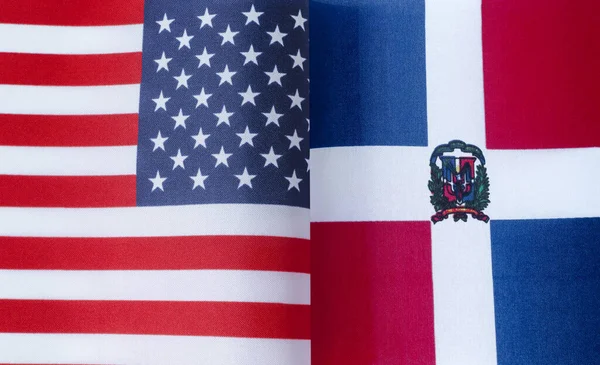 Fragmentos Las Banderas Nacionales Estados Unidos República Dominicana —  Fotos de Stock