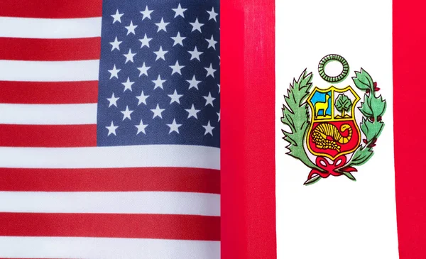 Fragmentos Las Banderas Nacionales Los Estados Unidos República Del Perú —  Fotos de Stock