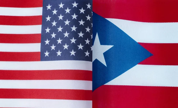 Fragmentos Las Banderas Nacionales Los Estados Unidos Puerto Rico Cerca —  Fotos de Stock