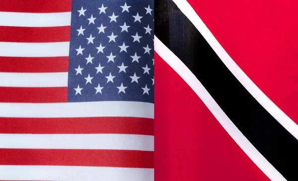 Fragmentos Las Banderas Nacionales Estados Unidos Primer Plano Trinidad Tobago —  Fotos de Stock