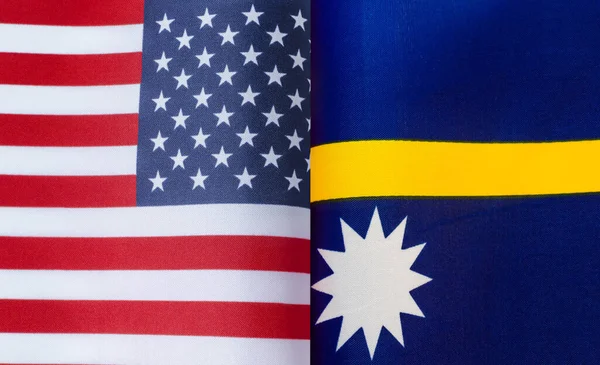 Fragmentos Las Banderas Nacionales Los Estados Unidos Primer Plano Nauru —  Fotos de Stock