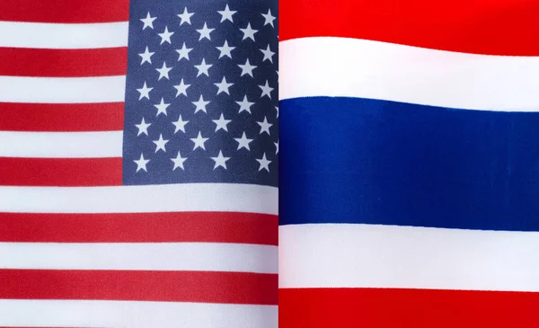 Fragmentos Las Banderas Nacionales Estados Unidos Tailandia Primer Plano —  Fotos de Stock