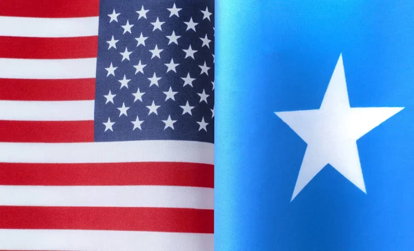 Fragmentos Las Banderas Nacionales Los Estados Unidos República Somalia Primer —  Fotos de Stock