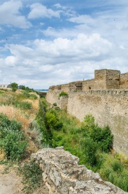 yeşil çim eski kale Harabeleri